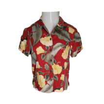 Caribbean Joe Button Up Hawaiian Shirt  ~ Sz PM ~ Red ~ Short Sleeve ~ Floral - £17.68 GBP