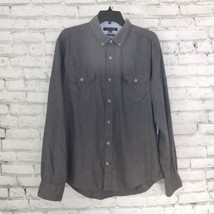 Tommy Hilfiger Button Down Shirt Mens Large Gray Custom Fit Long Sleeve Pockets - £11.07 GBP