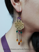 Beaded earrings and celtic wood knot / Pendientes abalorios y nudo madera celta - £36.42 GBP