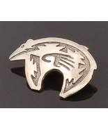 NAVAJO 925 Sterling Silver - Vintage Carved Bear Solid Bolo- TR3510 - €92,02 EUR