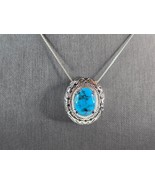 Womens Vintage Estate Sterling Silver Turquoise Pendant &amp; Necklace 9.9g ... - €56,06 EUR