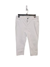 Chico&#39;s Platinum 2(12) White Denim Jeans Metallic Crop High Waist Pants ... - $39.88