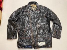 Vintage Leather Motorcycle Jacket Black Armpit/armpit 25&quot; (mc786) - £59.88 GBP