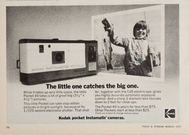 1975 Print Ad Kodak Pocket 40 Instamatic Cameras Boy Catches Huge Fish  - £10.04 GBP