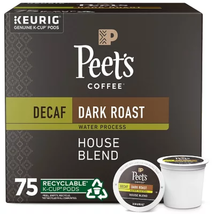 Peet&#39;S Decaf House Blend 75 Ct K-Cups - £53.91 GBP