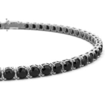 Gift 4mm Lab-Created Black Spinel Tennis Bracelet in 925 Sterling Silver - 8&quot; - £131.53 GBP