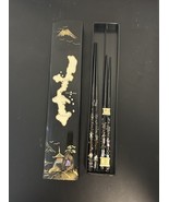 Vtg Japanese His &amp; Her Abalone MOP Inlaid Lacquered Box &amp; Chopsticks - $19.31