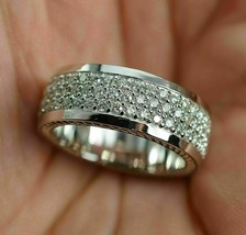 Herren 0.75Ct Labor Erstellt Rund Diamant Ehering 14K Weiß Vergoldet - £43.95 GBP