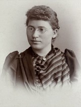 1890 Cabinet Card Photo Akron Ohio by Post Office young lady wearing spectacles - £9.49 GBP