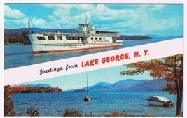 Postcard Greeting From Lake George New York MV Ticonderoga - £3.11 GBP