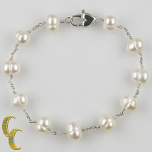 Sterling Silver Pearlescent Bead Bracelet Heart Lobster Clasp Great Gift for Her - £47.79 GBP