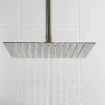 New Brushed Nickel 12&quot; Beveled Square Rainfall Shower Head by Signature ... - $119.95
