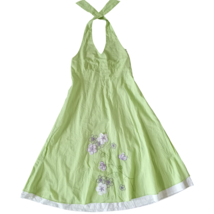 Hype VTG 90s Girls Halter Dress Size 14 Floral Pale Green White Sleeveless - £19.06 GBP