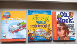 3 Educational Books Amazing Musical Instruments! w/ CD How Stuff Works Oh Yuck - £15.66 GBP