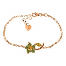 Galaxy Gold GG 0.87 Carat 14k Solid Rose Gold Flower Bracelet Citrine Peridot - £429.42 GBP