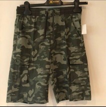 Quad Seven Green Camouflage Cargo Shorts Boys Size Medium or Large Elastic Waist - £7.71 GBP