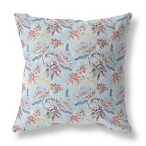 20 Sky Blue Red Roses Indoor Outdoor Throw Pillow - £57.48 GBP