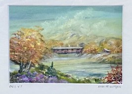 Vintage October In Vermont Alex McIntyre Small Framed Painting Covered Bridge - £58.42 GBP