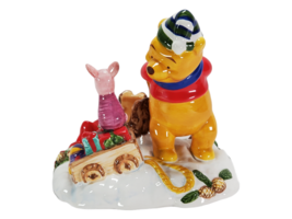 Disney Winnie the Pooh Piglet Bonfire Christmas Tea Candle Holder Ceramic - £22.13 GBP