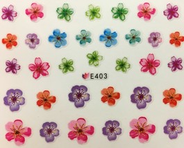 Nail Art 3D Decal Stickers Vivid Multicolored Flowers E403 - £2.54 GBP