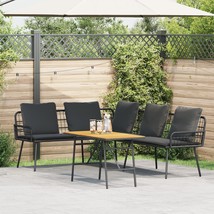 2 Piece Garden Sofa Set with Cushions Black Poly Rattan - $10,396.39 MXN