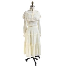 VTG 1970s Ivory Gauze Lace Blouse + Skirt Set Gunne Sax Style Romantic S... - $3,203.05 MXN