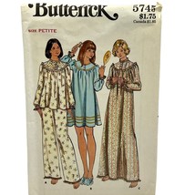 Butterick #5745 Vintage Sewing Pattern Size &quot;Petite&quot; Misses Pajama &amp; Nig... - £6.03 GBP