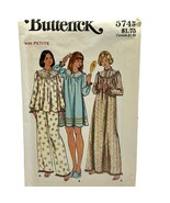 Butterick #5745 Vintage Sewing Pattern Size &quot;Petite&quot; Misses Pajama &amp; Nig... - $7.68
