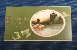 688A~ Vintage Happy Christmas Card Remembrance &amp; Good Wishes Sheep Count... - $5.00
