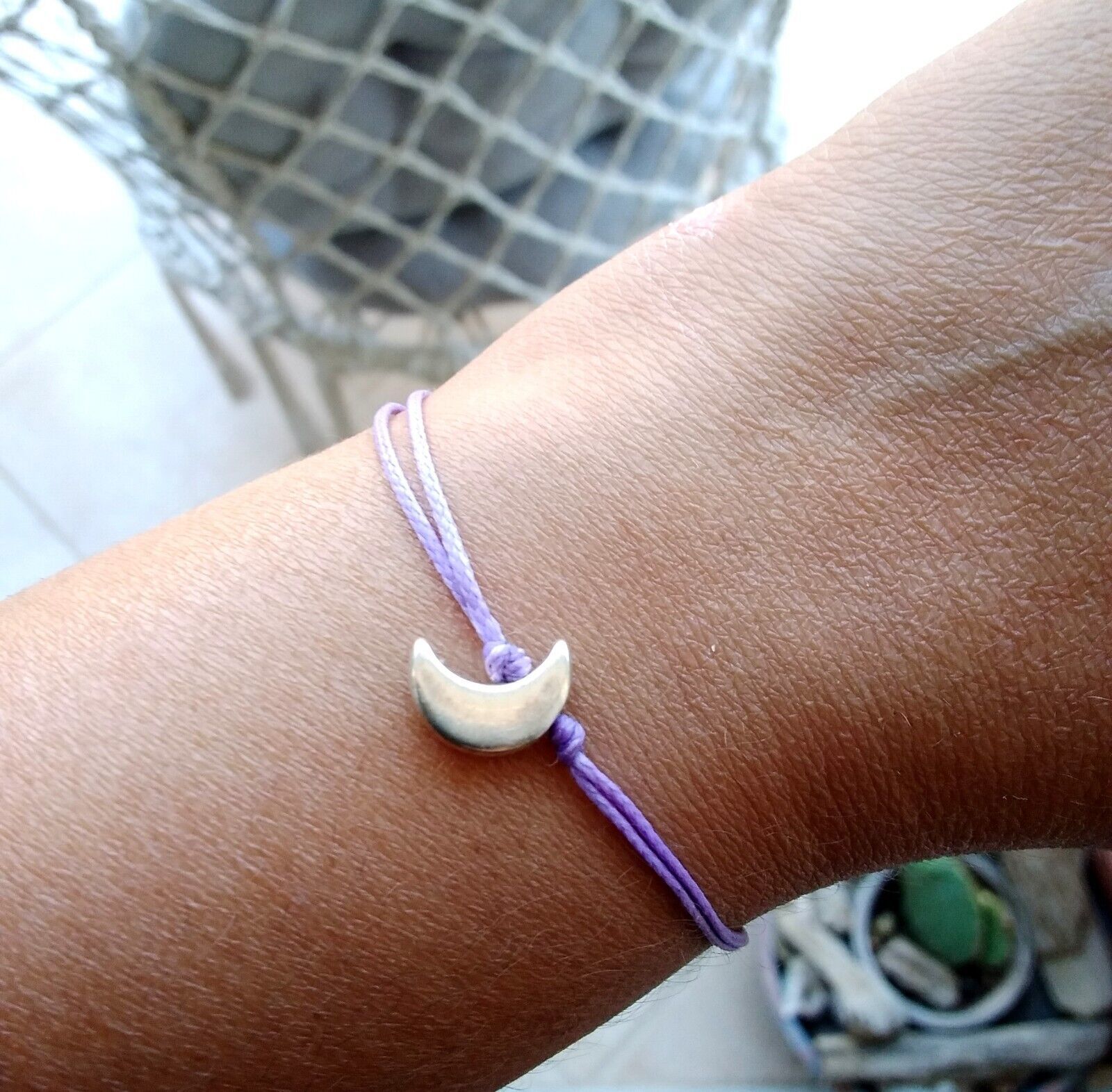 Moon bracelet for kids jewelry for girls Purple string adjustable kids b... - $4.95