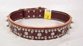 Scott Pet Products Brown Leather Studded Spike Dog Collar 1 3/4&quot; x 30&quot; NWT - £35.50 GBP