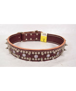 Scott Pet Products Brown Leather Studded Spike Dog Collar 1 3/4&quot; x 30&quot; NWT - £34.88 GBP