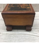 Wooden Jewelry Box Vintage Handmade Norman Rockwell ? Print Lacquered Cedar - £11.66 GBP