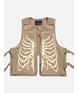 Skeleton Print Padded Cargo Vest - $35.00