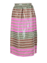 NWT J.Crew Collection Sequin Striped Midi in Pecan Straight Skirt 6 $850 - $198.00