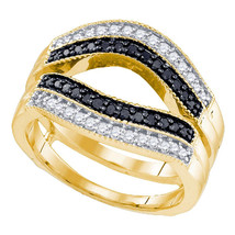 10k Yellow Gold Round Black Diamond Ring Guard Wrap Ring Guard Enhancer 1/2 - £478.01 GBP
