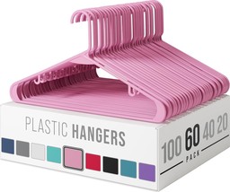 Clothes Hangers Plastic 60 Pack - Pink Plastic Hangers - The - £33.41 GBP