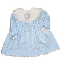 Vintage Beautrix Potter Peter Rabbit Bib Dress Blue Size 18 Month USA Made - $28.94