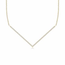 ANGARA Diamond Studded Chevron Pendant Necklace in 14K Gold (GVS2, 0.1 Ctw) - £567.51 GBP