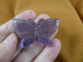 Y-BUT-601) Purple fluorite BUTTERFLY stone figurine gemstone carving but... - $11.13