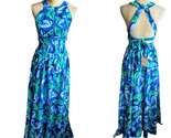 Abel the Label Anthropologie Maxi Dress NWT Blue Green Sexy Back sz M - $69.98