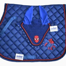 Spider Man Saddle Pad Set Fly Veil Horse Ear Bonnet Equestrian Zainee Sports - £36.34 GBP