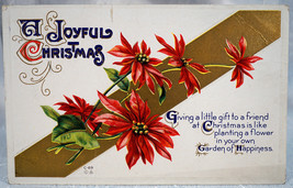 Antique Embossed Postcard A Joyful Christmas Poem Poinsettia - 1913 1 Cent Stamp - £3.98 GBP