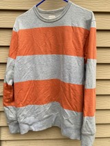 Merona® Men&#39;s Shirt Orange White Stripe Pull Over Long Sleeve Pullover S... - $15.34