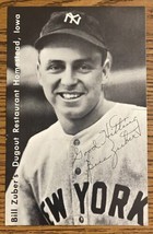 NY Yankee Bill Zuber’s Dugout Restaurant Autographed Signed Card Adverti... - $14.01