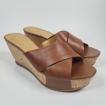 NWOT Franco Sarto Frost 2 Platform Wedge Heel Sandals Open Toe Mules Leather 9.5 - £31.90 GBP
