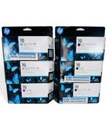 Lot Of 6 HP 70 130ml Matt Black Photo Cyan…EXP 2026/2027 DesignJet Ink C... - $749.55