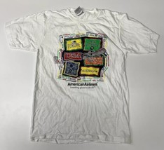 Vintage American Airlines Multicolor Global Travel Single Stitch T Shirt Size L - £29.59 GBP