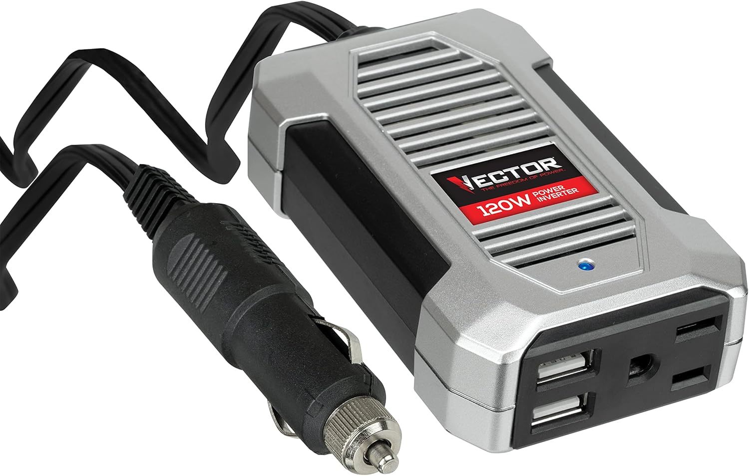 Vector 120 Watt Power Inverter, Pi120Sv, 12V Dc, 120V Ac, Dual Usb Charging - $32.95