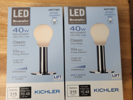 Kichler Dimmable LED 40W 5W Bulb A15C Candelabra Base Soft White 0777421 - £6.94 GBP